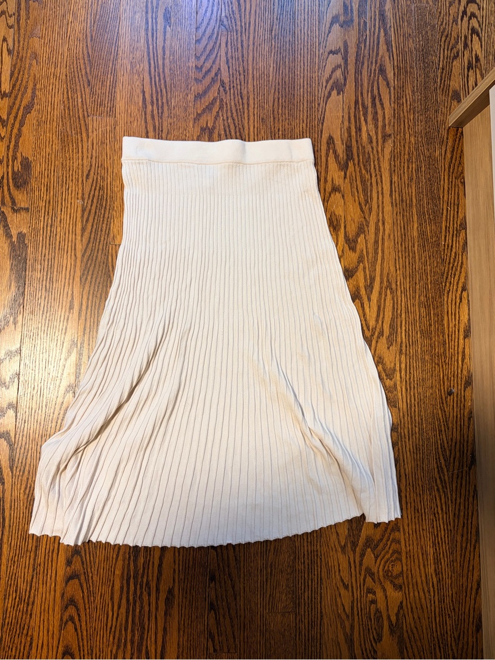 Frank & Oak Cream Ribbed Midi Skirt